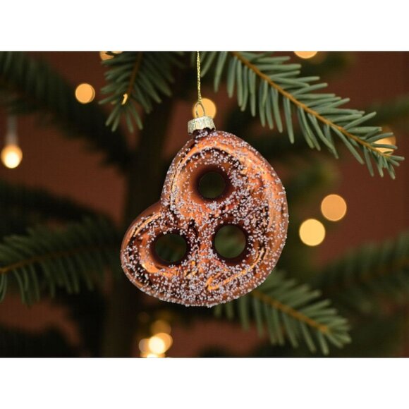 New Brown Glass Salted Pretzel Food Christmas Tree Ornament Decor Funny Gift - Picture 1 of 3